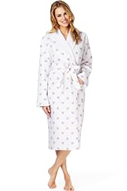 Pure Cotton Heart Print Waffle Dressing Gown