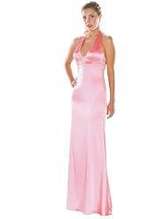 Charmeuse/Polyester Halter Beaded Slit Evening Dress 