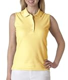 High Quality Cross Creek Ladies' Sleeveless Pima Pique Polo - Maize