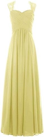 Singmo Pleated Long Chiffon Prom Party Gown Bridesmaid Evening Banquet Dress 6 Yellow
