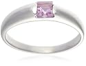 9ct White Gold AMR315786 Ladies Princess Cut Amethyst Solitaire Ring