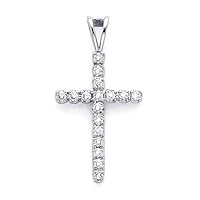 14k White Gold New Classic Round Diamond Cross Pendant (G-H Color, SI2 Clarity)