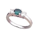 14K 1.00 CTW Blue & White Diamond Three-Stone Ring