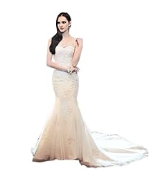 Mermaid Satin/Tulle Lace Applique Sleeveless Wedding Party Dress 