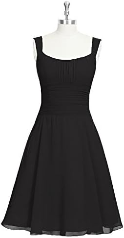 Emyrin Knee-length Black Bridesmaid Dresses Wide Straps