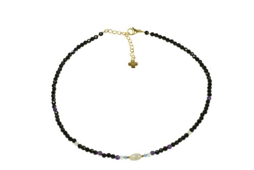 Creation Vario Trend Damen Edelsteincollier schwarzer Achat 925/ooo Sterlingsilber vergold Preisvergleich