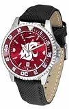 Washington State Cougars Competitor AnoChrome Men's Watch with Nylon/Leather Band and Colored Bezel