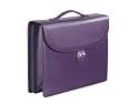 Lucrin - Purple leather Briefcase 2 compartments