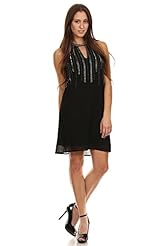 Halter Polyester Cutout Sequined Little Black Dress 