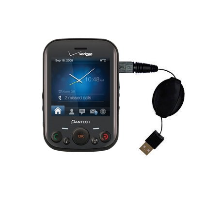 Retractable USB Cable for the Pantech Jest with Power Hot Sync and Charge capabilities - uses Gomadic TipExchange Technology