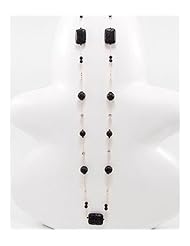 Japanese silk cord Lava Stone Necklace In Zinc