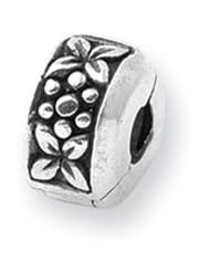 Hinged Floral Clip Charm in Silver for 3mm Charm Bracelets