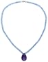 14k Yellow Gold Blue Topaz Roundel Necklace with Pear Shaped Amethyst Drop Pendant, 16"