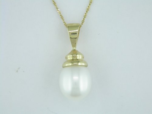 11-12mm White Cultured Freshwater Gold Pendant