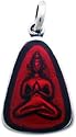 Red Buddha Amulet Silver Tone Pewter Pendant Necklace