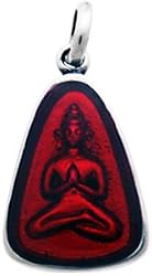 Red Buddha Amulet Pewter Pendant Necklace