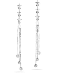 0.38 Cts Diamond Dangle Earrings in 18K White Gold