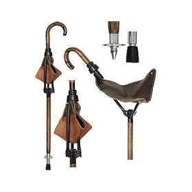 Royal Canes Tourist-Handle German-Style Seat Cane with Real Leather Seat