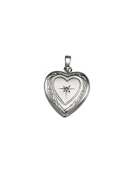19.50x12.75 mm Heart Shaped Locket with Diamond in Sterling Silver