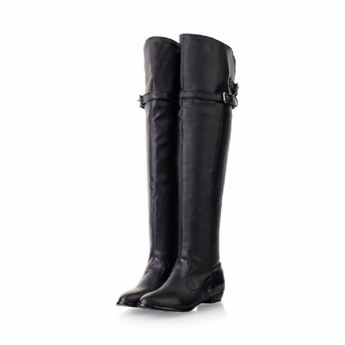 Charm Foot Fashion Womens Low Heel Over the Knee Boots Long Boots (6.5, Black)