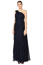 One Shoulder  Silk Evening Dress  With Ruffles