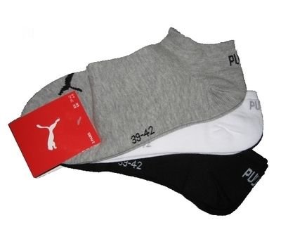 Puma Sneaker Socken 3Paar Unisex Invisible 251025 Gr. 43-46 grau,weiß,schwarz