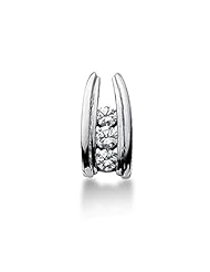 Three Stone Round Brilliant Diamond Pendant in 14K White Gold