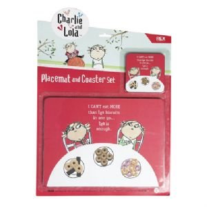Childrens Toyshop  Kitchen & Housewares : Charlie And Lola Cork-Backed Placemat & Coaster Set - "I Can't Eat More Than Ten Biscuits In One Go...Ten Is Enough"