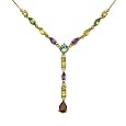 Yellow Gold Overlay Sterling Silver Multi-Gemstone Necklace, 17"
