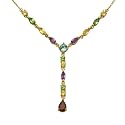 Yellow Gold Overlay Sterling Silver Multi-Gemstone Necklace, 17"