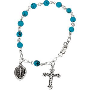 Sterling Silver Turquoise Rosary Bracelet