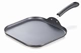 Imusa Square Griddle with Silicone Handle, 11 Inch, Black