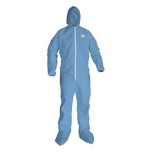 Kleenguard A65 Flame Resistant Fabric Coverall with Hood and Boots, Disposable, Elastic Cuff, Blue, 4X-Large (Case of 21)