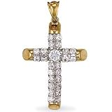 Jewelco London 9ct Solid gold hand finished cubic zirconia encrusted medium weight Cross pendant ( 5g )