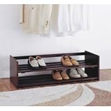 Stackable Shoe Rack - Set of 2 - Holds 8 to 10 pairs (Mahogany) (11"H x 37"W x 14"D)