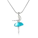 Ballerina with Blue Tutu Pendant Necklace Fashion Jewelry