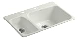 Kohler K-5924-2-NY Lakefield Self-Rimming Kitchen Sink with Two-Hole Faucet Drilling, Dune