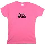 FlirtyDivaTeesWoman'sLooseFitT-Shirt-PartyBitch-PinkAzalea-Black