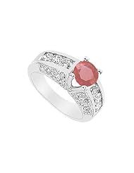 Ruby and Diamond Ring 14K White Gold - 2.75 CT TGW