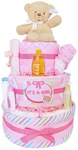 It's a Girl 3 Tier Diaper Cake - Great Baby Shower Centerpiece or Unique Gift Idea