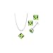 FANTOM 925 Sterling Silver Princess Cut Simulated Peridot Pendant and Earrings Combo Gift Set-...