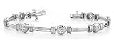 14k White & Yellow Gold, Column Link Bezel Set Diamond Bracelet, 0.98 ct. (Color: HI, Clarity: SI2)