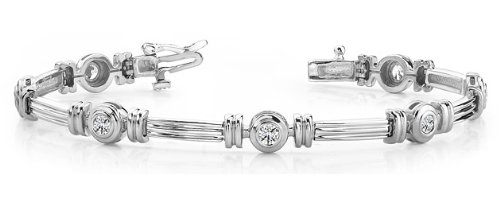 14k White & Yellow Gold, Column Link Bezel Set Diamond Bracelet, 0.98 ct. (Color: HI, Clarity: SI2)