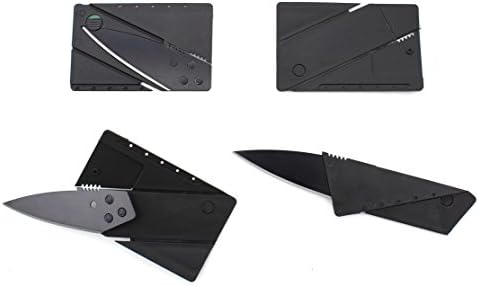 Set of 4 - ANFIMU Credit Card Sized Pocket Folding Knife with Silver Blade - Mini Wallet Camping Outdoor Pocket Tools Folding Tactical Knife Survival Knife