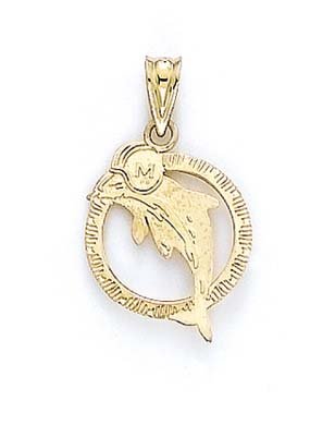 14k Small Miami Dolphins Pendant - JewelryWeb