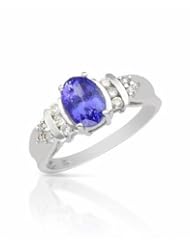 14K White Gold Tanzanite and Diamond Ring -- LIFETIME WARRANTY