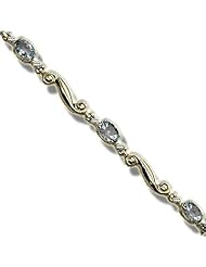 .06 ct 6-6X4 Oval Aquamarine Gold Bracelet