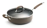 Rachael Ray Porcelain Enamel Nonstick 6-Quart Deep Saute Pan, Chocolate