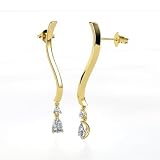 Adagio Con Moto Earrings,Pear Diamond Earrings in 14K Yellow Gold with Diamond