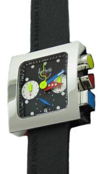 Alain Silberstein: Pave Krono Limited Edition Unisex Watch, VK11 (Stainless Steel Case / Black Dial / Black Rubber Strap)